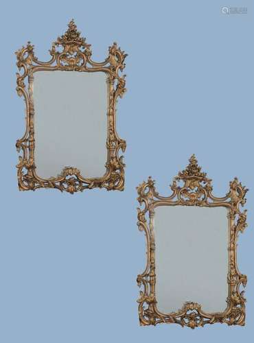 A pair of Continental gilt composition wall mirror…