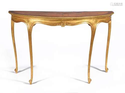 A George III satinwood marquetry and giltwood demi…