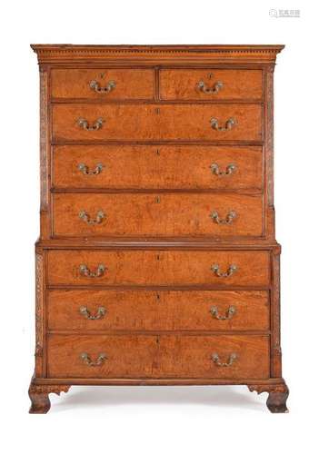 A George III pollard oak chest on chest, circa 178…