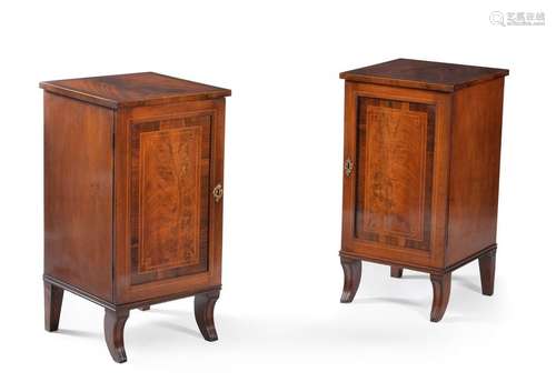 A pair of Regency mahogany and rosewood banded bed…