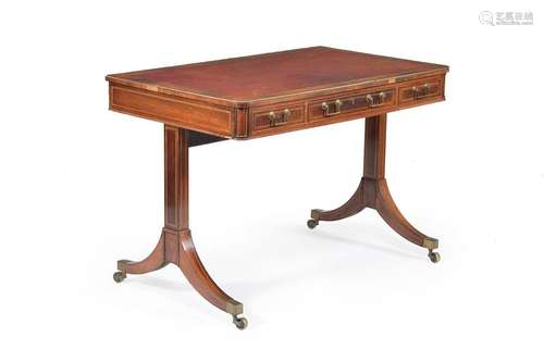 A Regency fiddle back mahogany writing table, circ…