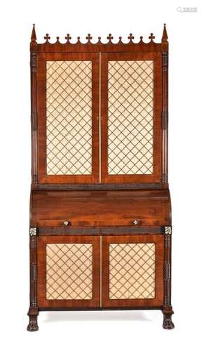 An Irish George IV mahogany secretaire bookcase, c…