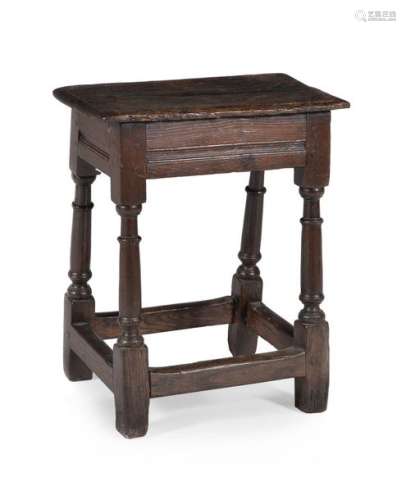 A Charles II oak joint stool, circa 1680, the rect…