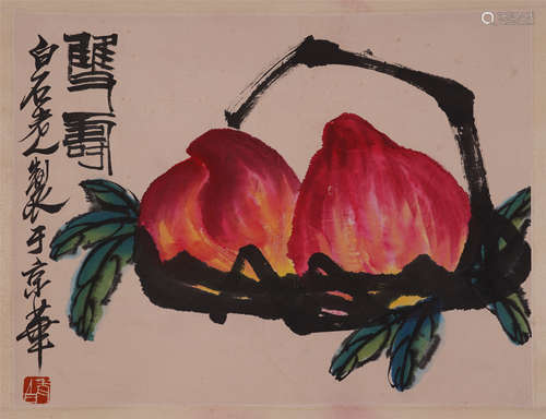 CHINESE SCROLL PAINTING OF PEACH