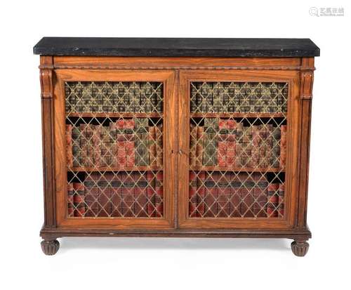 A George IV rosewood and marble topped side cabine…