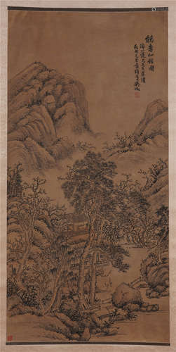 CHINESE SCROLL PAINTING OF MOUNTAIN VIEWS