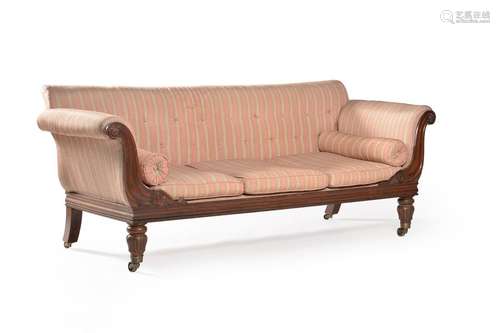 A George IV rosewood sofa, circa 1815, the button …