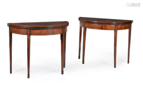 A pair of George III mahogany, satinwood crossband…