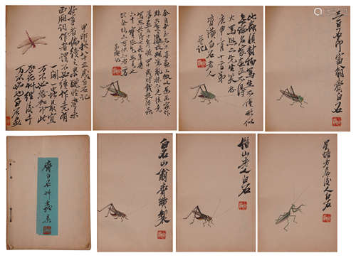 A BOOK OF CHINESE ALBUM PAINTING OF INSECT WITH CALLIGRAPHY