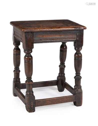 A Commonwealth oak joint stool, mid 17th century, …