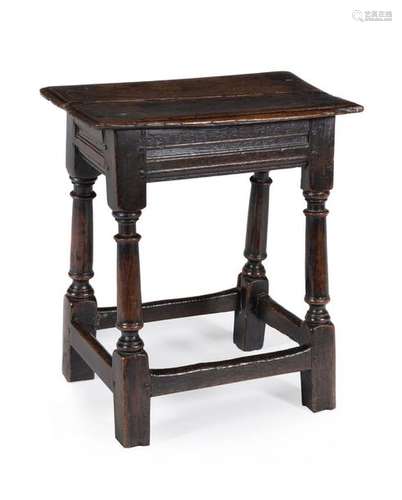 A Charles II oak joint stool, circa 1670, the soli…