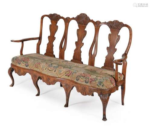 A Danish carved beech and needlework upholstered c…