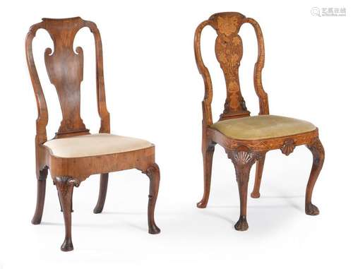 A Dutch walnut and marquetry chair, second half 18…