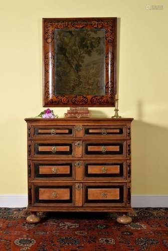 A William & Mary walnut and ebonised chest of draw…