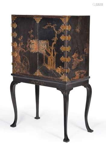 A black lacquer and gilt chinoiserie decorated cab…