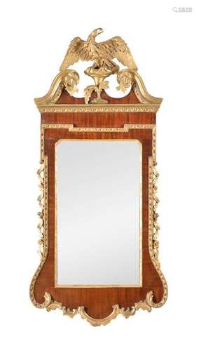 A George II mahogany and parcel gilt wall mirror, …