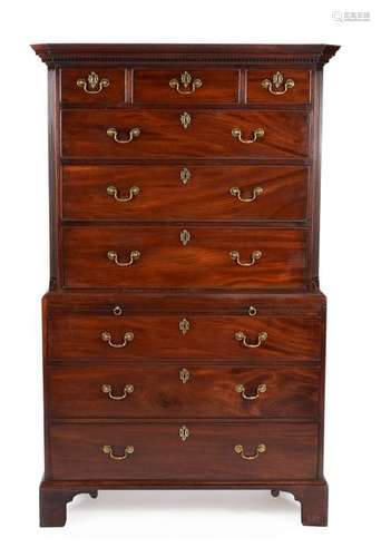 A George III mahogany chest on chest, circa 1780, …