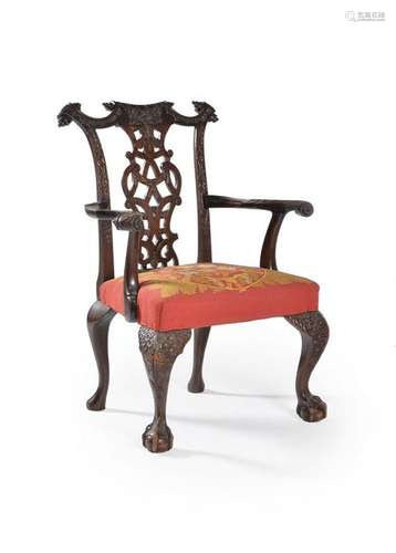 An Irish mahogany armchair, in George II style, mi…