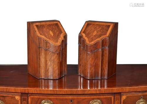 A pair of George III mahogany, satinwood and marqu…