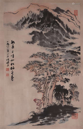 CHINESE SCROLL PAINTING OF MOUNTAIN VIEWS