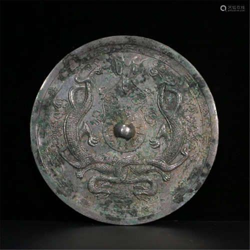 CHINESE ANCIENT BRONZE ROUND MIRROR