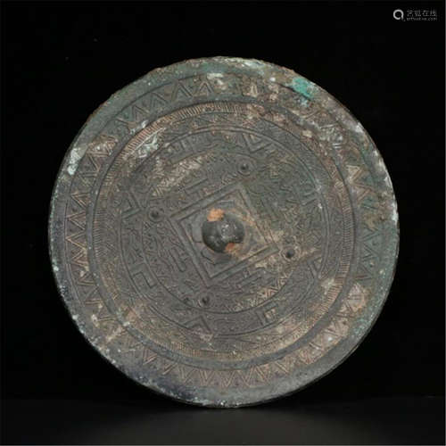 CHINESE ANCIENT BRONZE ROUND MIRROR