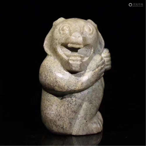 CHINESE ANCIENT JADE BEAR TABLE ITEM