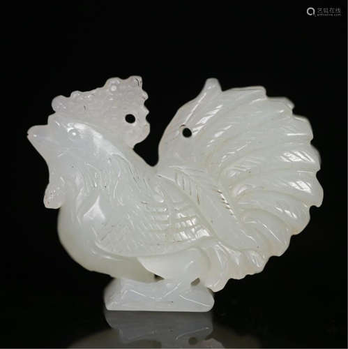 CHINESE WHITE JADE CHICKEN PENDANT