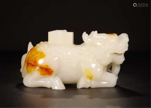 CHINESE WHITE JADE OX TABLE ITEM