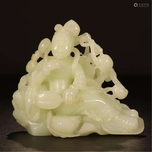 CHINESE WHITE JADE SEATED BEAUTY TABLE ITEM