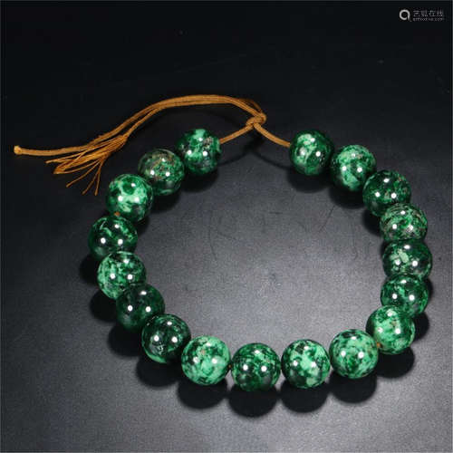 CHINESE JADEITE BEAD BUDDHIST BRACELET