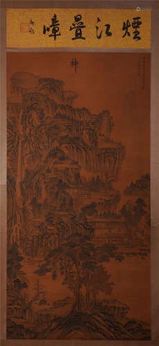 CHINESE SCROLL PAINTING OF MOUNTAIN VIEWS