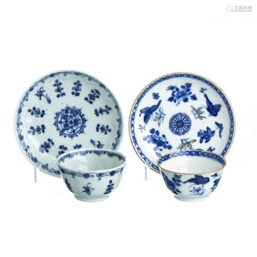 Two Chinese Porcelain Teacups and saucers, Kangxi