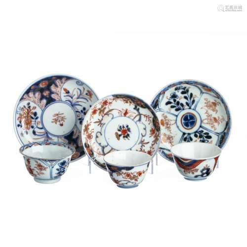 Three cups and saucers in Chinese Porcelain, Kangxi