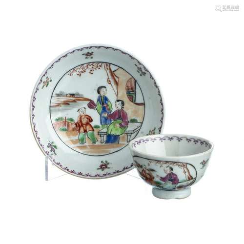 Mandarin Teacup and saucer in Chinese Porcelain,