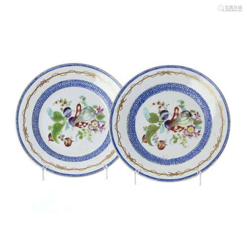 Pair of Chinese porcelain fruit plates, Daoguang