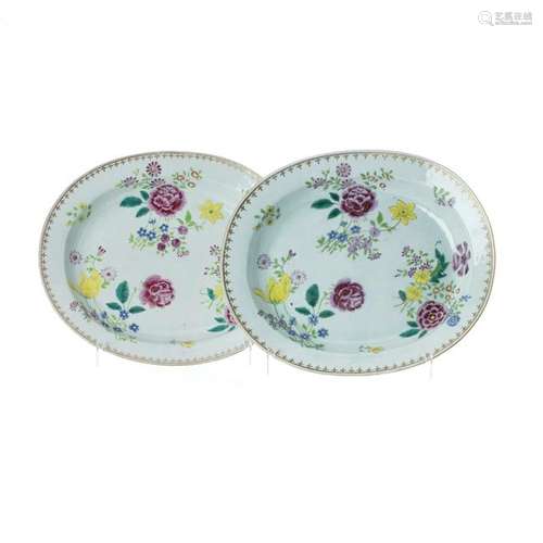 Pair of Chinese Porcelain Famille Rose Platters,