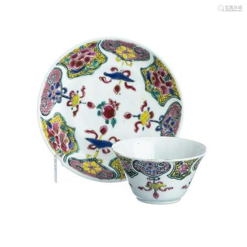 Chinese Porcelain 'precious object' Teacup and saucer,