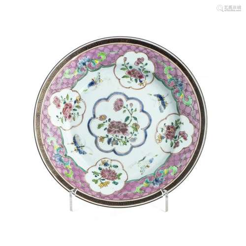 Chinese Porcelain Flower and butterflies plate,