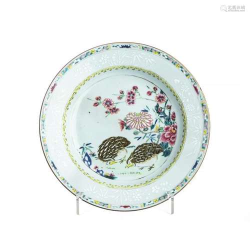 Chinese Porcelain Quail Plate, Yongzheng