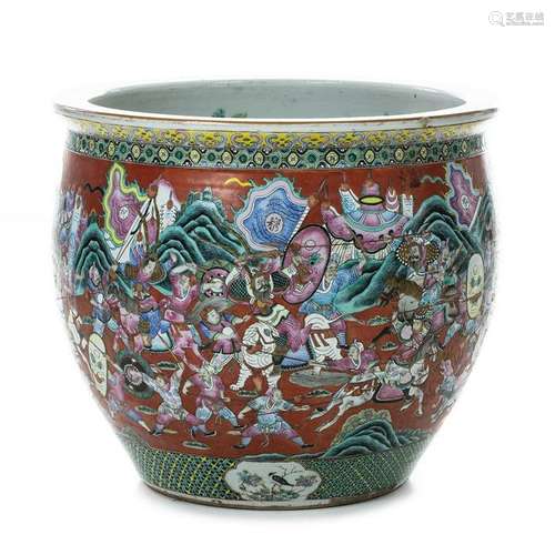 Chinese Porcelain Warrior Fishbowl, Tongzhi