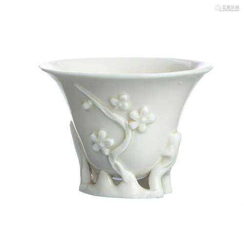 Blanc de chine libation cup in Chinese porcelain