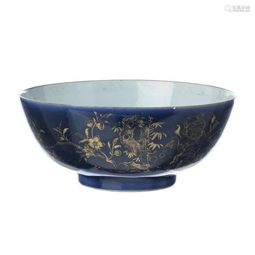 Chinese Porcelain Powder blue punch bowl, Qianlong