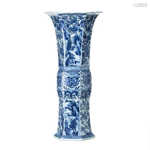 Chinese Porcelain Blue Trumpet Vase, Kangxi