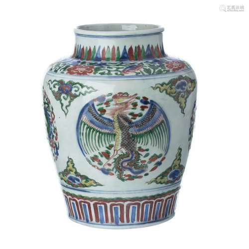 Wucai Pot in Chinese Porcelain, Transitional