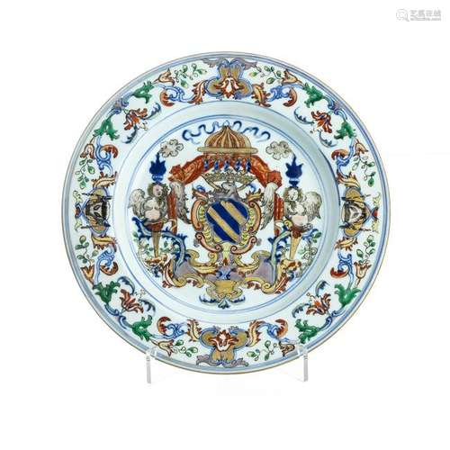 Chinese Export porcelain Armorial Ataide plate, Kangxi