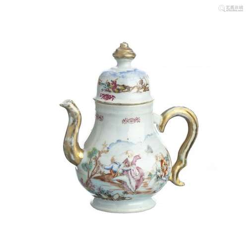 European Figure Teapot in Chinese porcelain, Qianlong