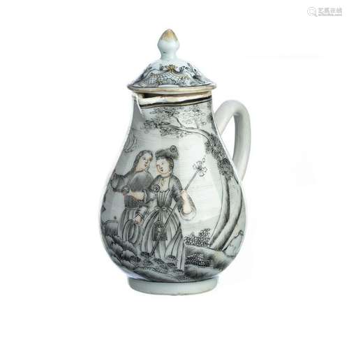 Chinese Porcelain Grisaille European Figure milk jug,