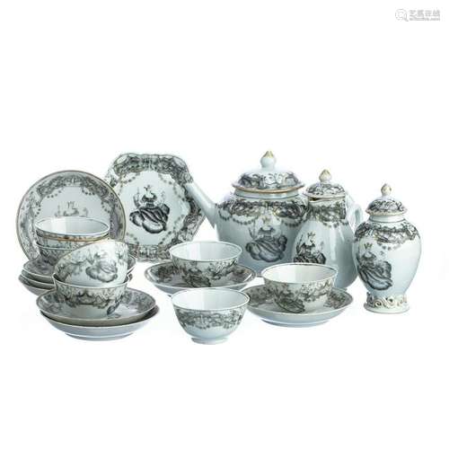 Juno Crowned Grisaille Tea service in Chinese Porcelain