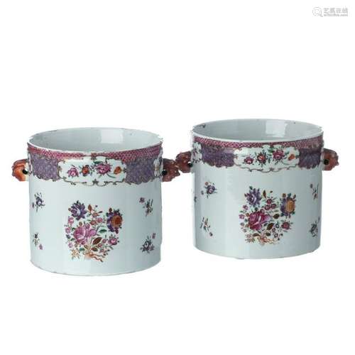 Pair of Chinese Porcelain Famille Rore Wine Coolers,